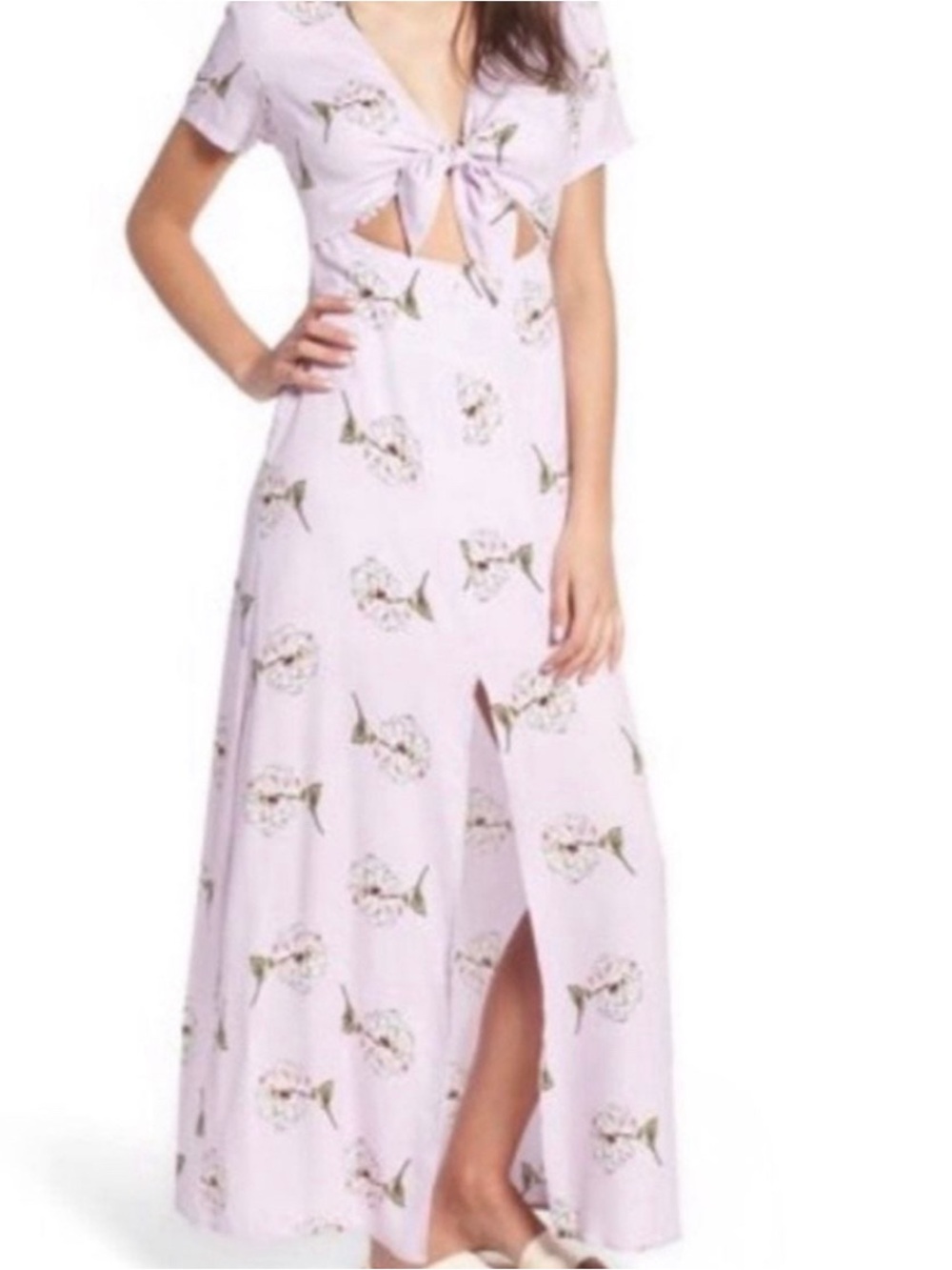 Lush Women’s Floral Tie-Front Maxi Dress Size Medium